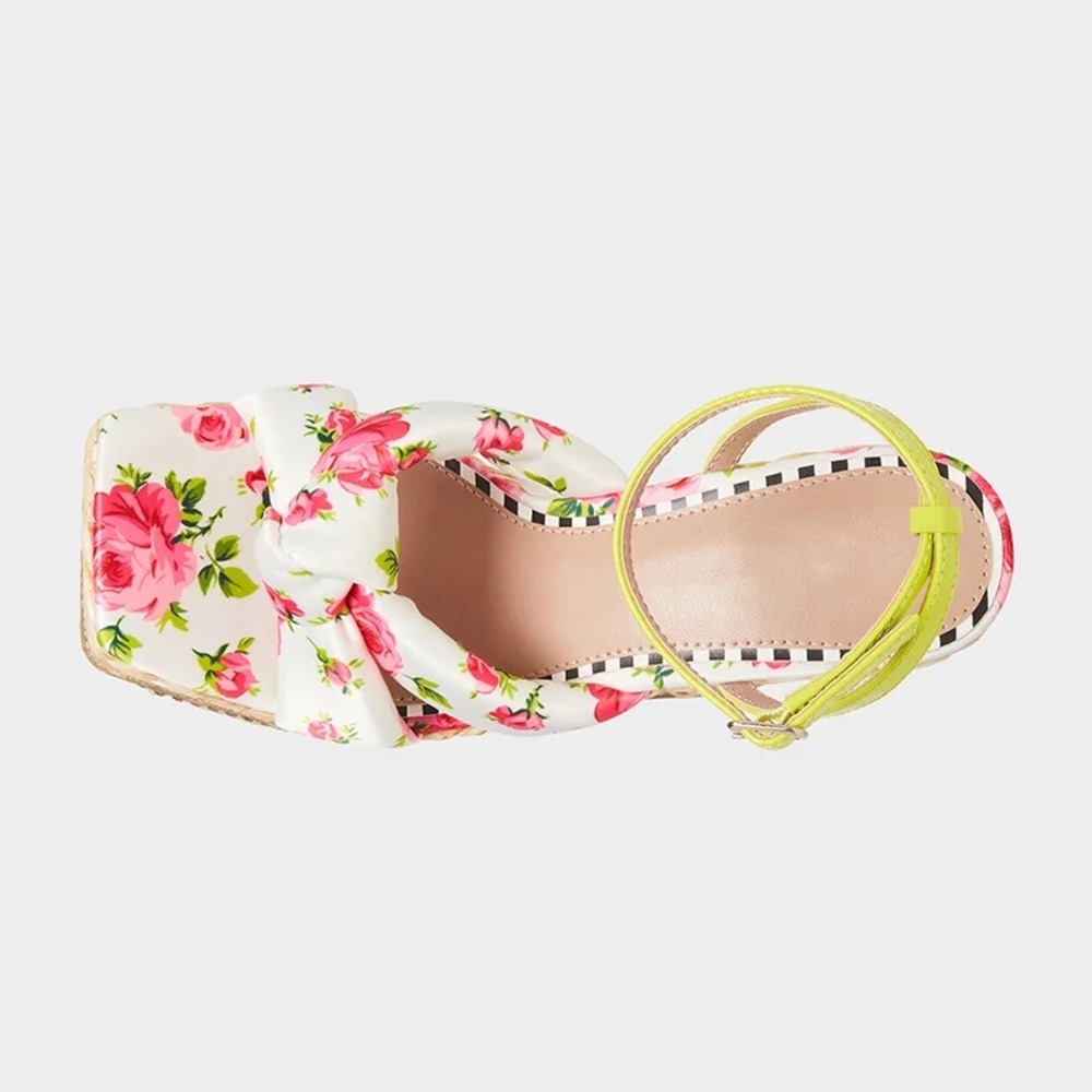 Betsey Johnson Pink and White Wedge Espadrilles - Picture 3 of 5